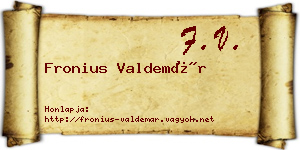 Fronius Valdemár névjegykártya
